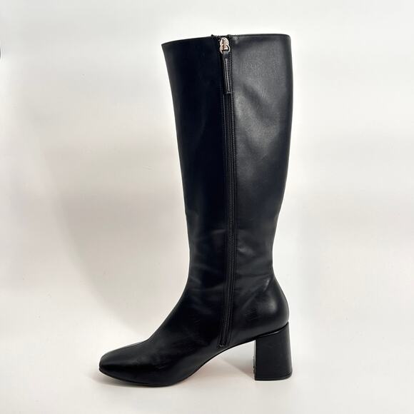 SVEGAN Chalk Vegan Leather Knee High Boots Black Made in Spain Women’s US 9.5 - Picture 6 of 12